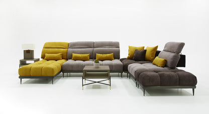 David Ferrari Display Italian Modern Grey Yellow Fabric Modular Sectional Sofa
