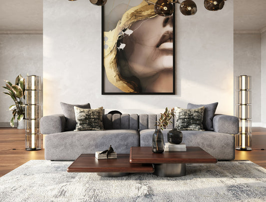 Modrest Valley Modern Walnut Titanium Coffee Table Set