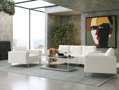 Divani Casa Schmidt Modern Off White Fabric Sofa 2 Chairs