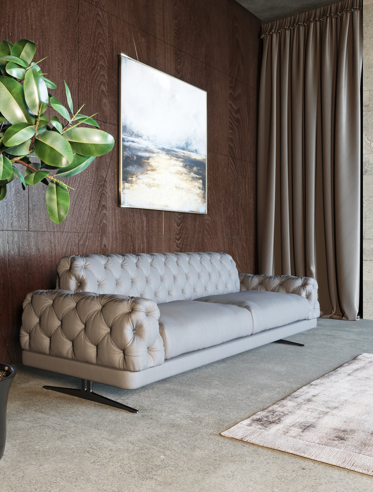 Divani Casa Sepulveda Modern Grey Fabric Sofa