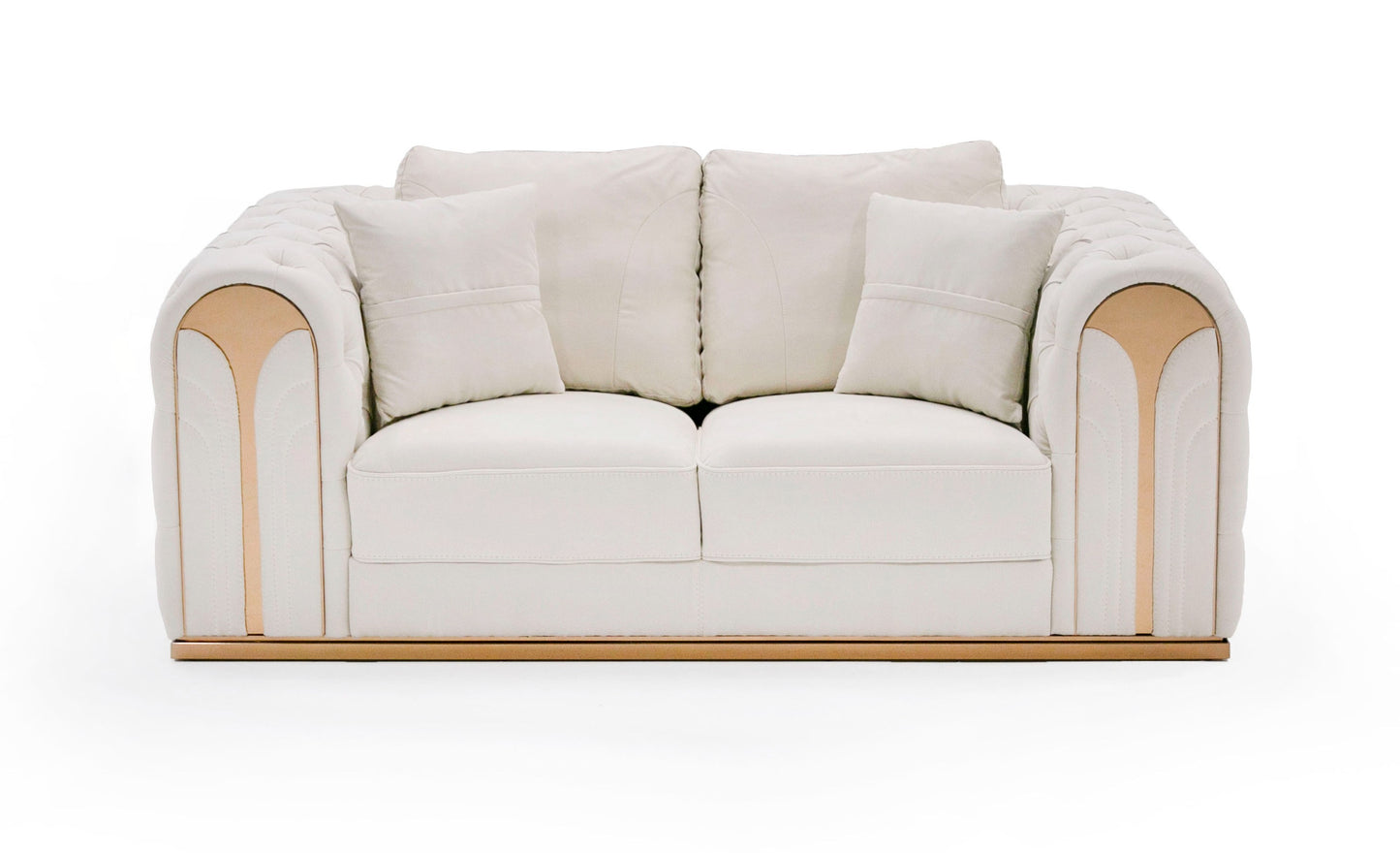 Divani Casa Dosie Modern Beige Fabric Sofa and Loveseat Set