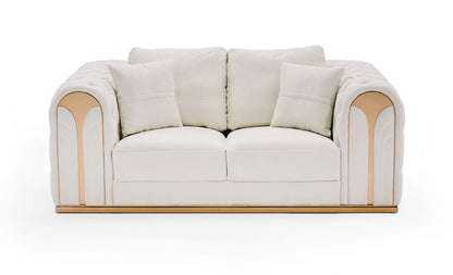 Divani Casa Dosie Modern Beige Fabric Sofa and Loveseat Set