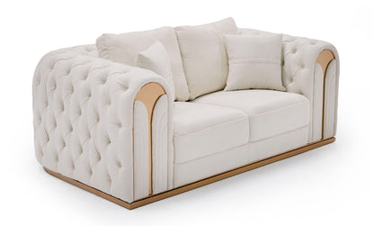 Divani Casa Dosie Modern Beige Fabric Sofa and Loveseat Set