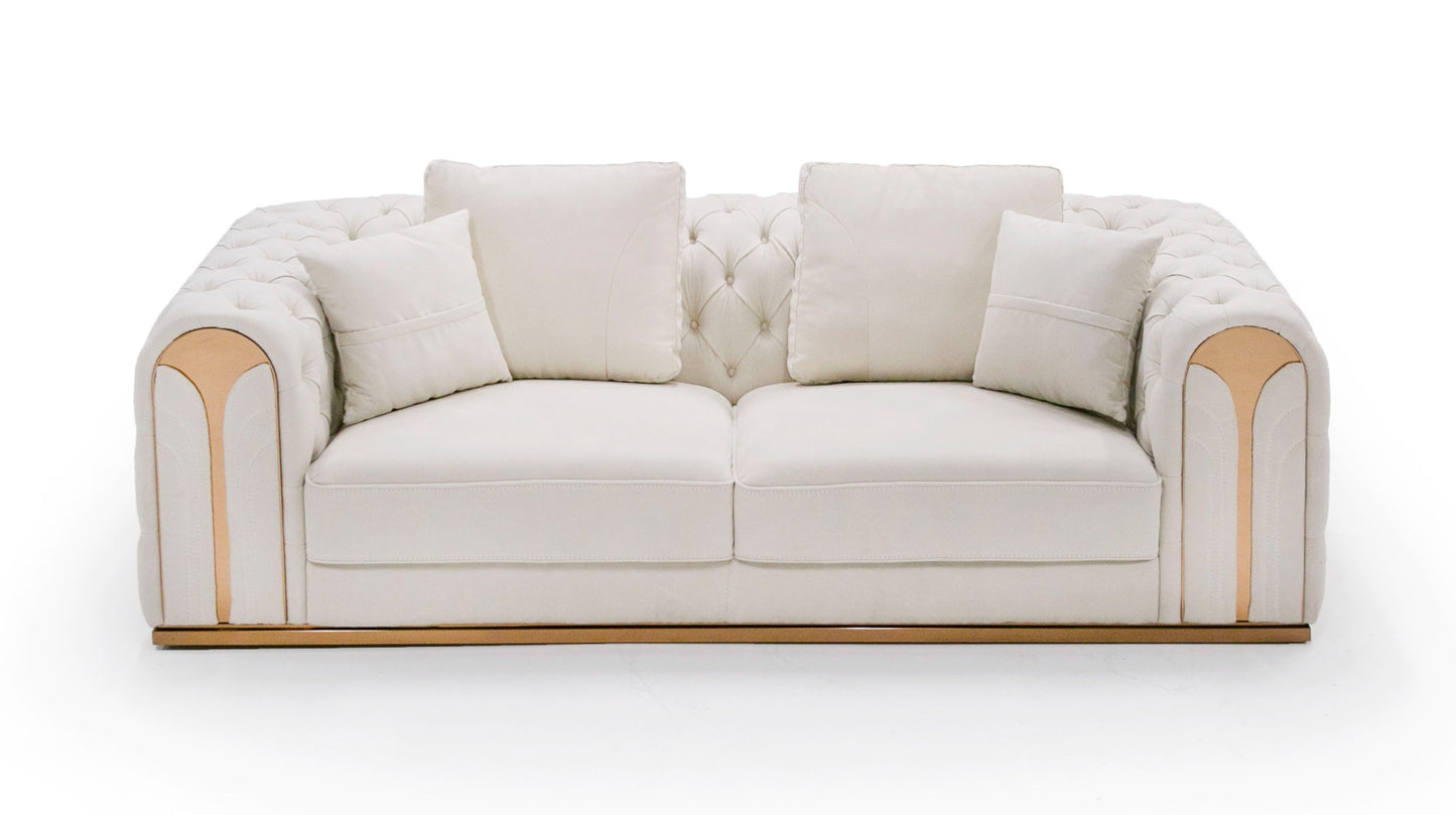 Divani Casa Dosie Modern Beige Fabric Sofa and Loveseat Set