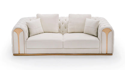 Divani Casa Dosie Modern Beige Fabric Sofa and Loveseat Set