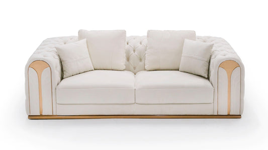 Divani Casa Dosie Modern Beige Fabric Sofa and Loveseat Set