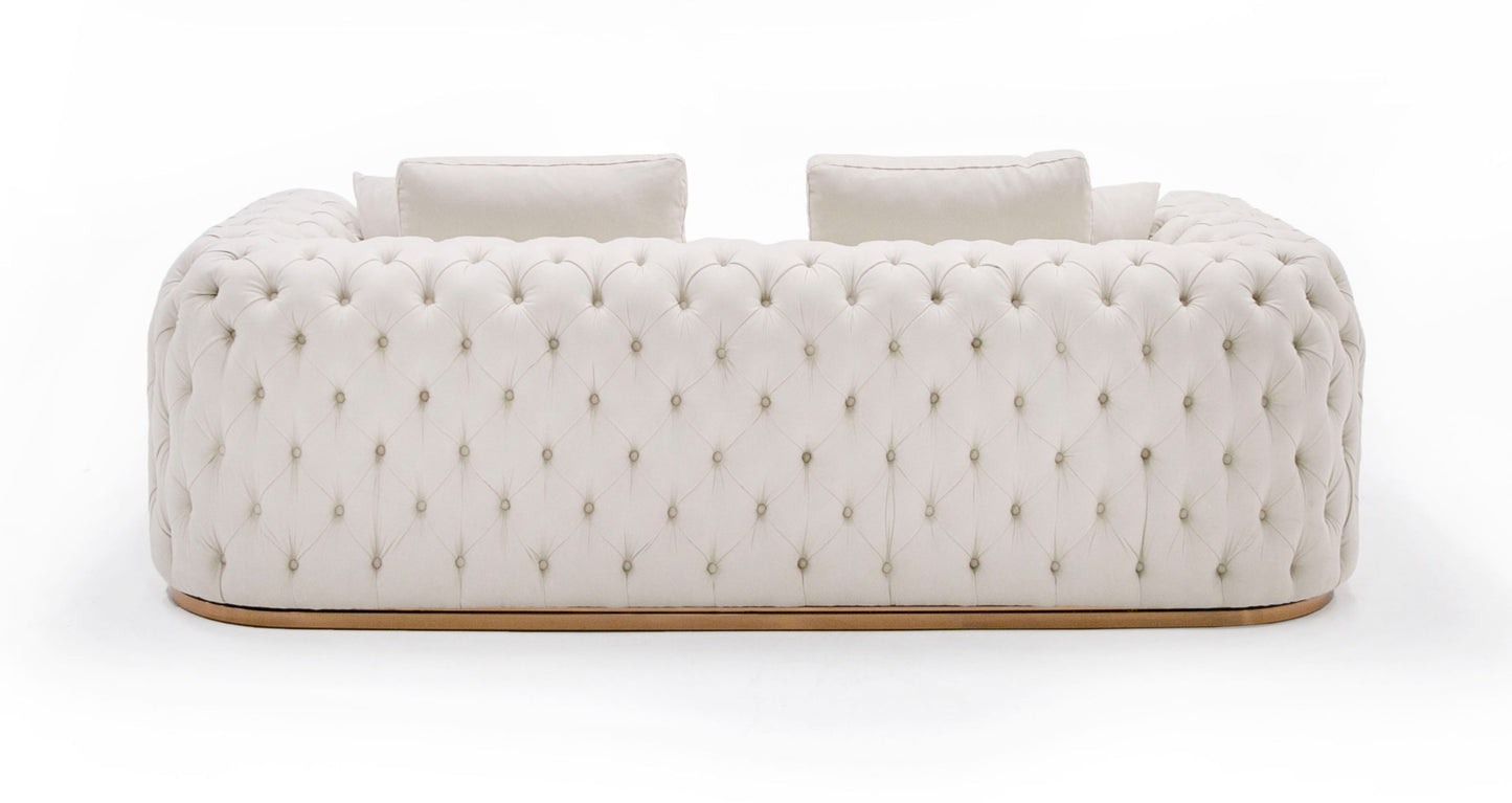 Divani Casa Dosie Modern Beige Fabric Sofa and Loveseat Set