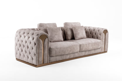 Divani Casa Dosie Transitional Beige Velvet Sofa