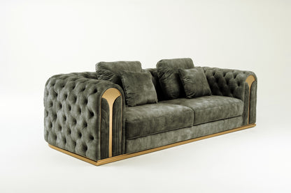 Divani Casa Dosie Transitional Grey Velvet Sofa