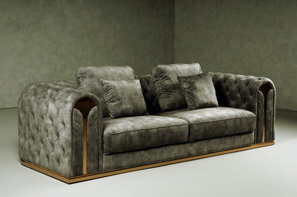 Divani Casa Dosie Transitional Grey Velvet Sofa