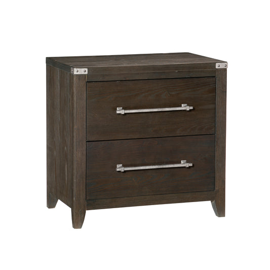 Homelegance Nightstand Bellamy Dark Brown Finish with Silver Pulls 1413-4