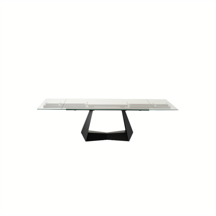 Modrest Maroney Modern Black and Glass Extendable 70.5"/106" Dining Table