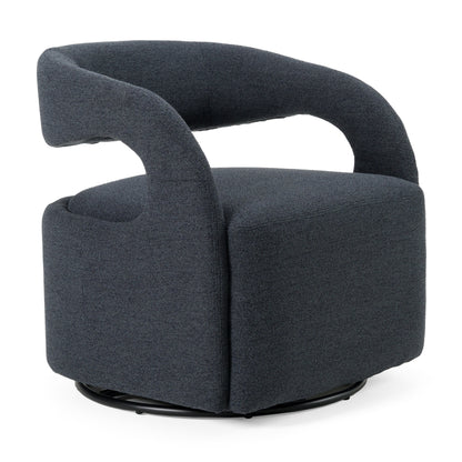 Modrest Dowsett Modern Charcoal Fabric Swivel Accent Chair