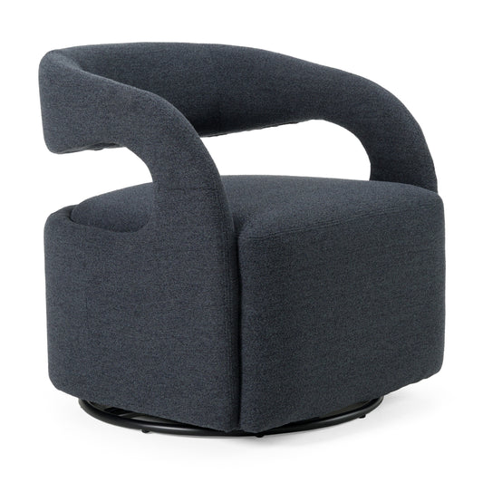 Modrest Dowsett Modern Charcoal Fabric Swivel Accent Chair