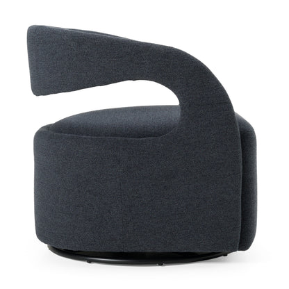 Modrest Dowsett Modern Charcoal Fabric Swivel Accent Chair