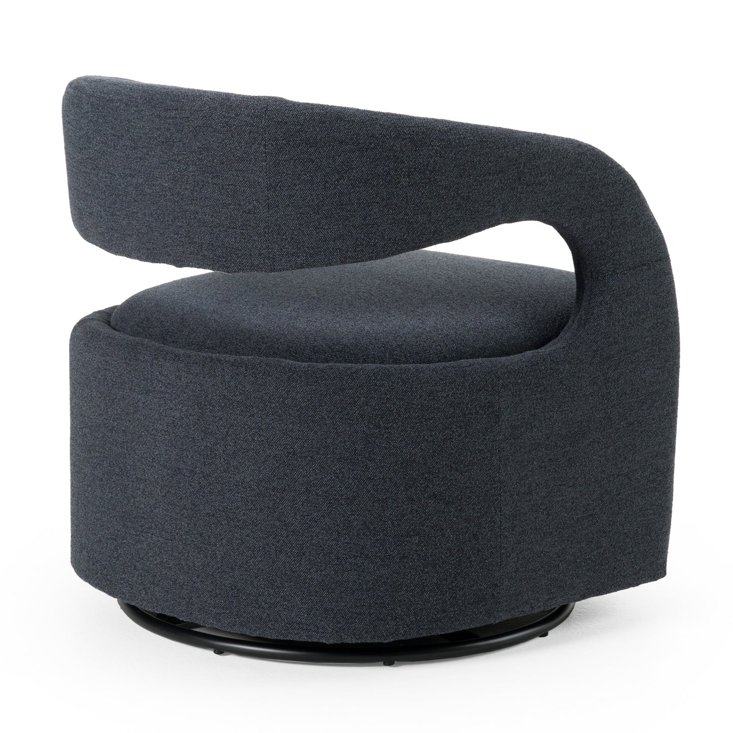 Modrest Dowsett Modern Charcoal Fabric Swivel Accent Chair