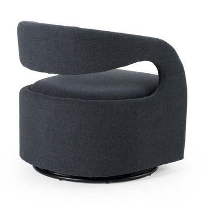 Modrest Dowsett Modern Charcoal Fabric Swivel Accent Chair