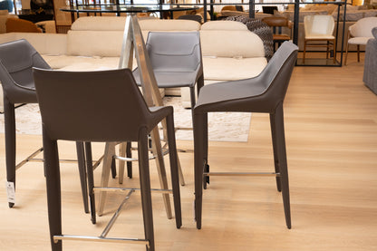 Modrest Halo Modern Grey Saddle Leather Counter Stool
