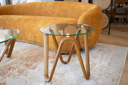 Modrest Lassen Modern Glass and Walnut End Table