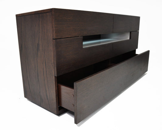 Modrest Ceres Contemporary Brown Oak and Grey Dresser w/ LED Light