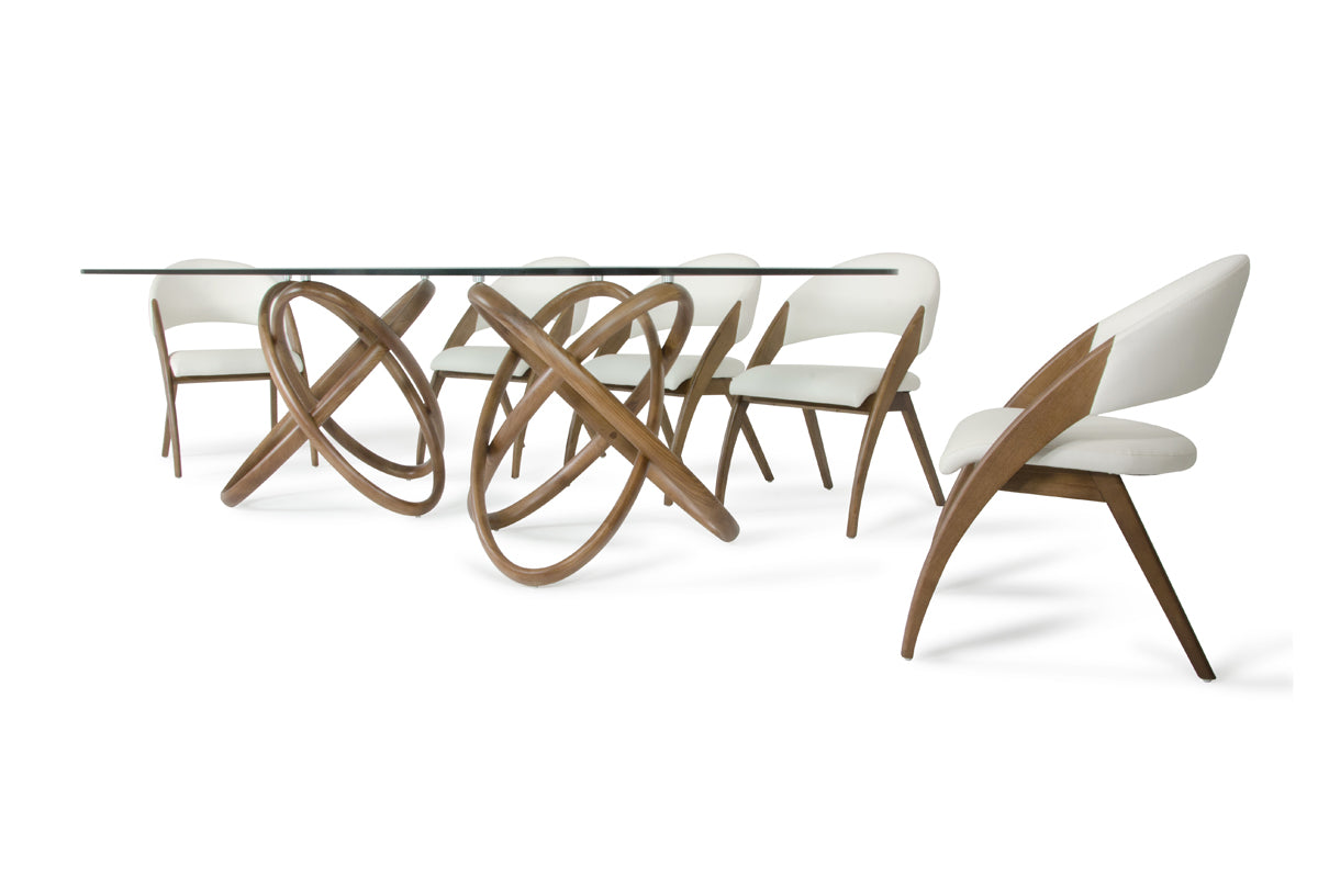 Modrest Mason Modern Glass and Walnut Dining Table