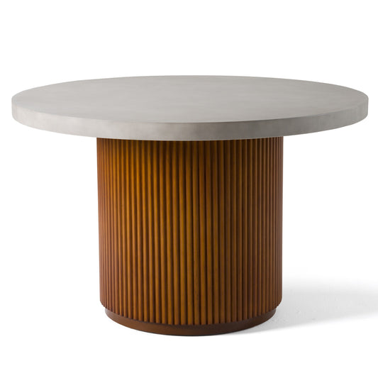 Modrest Duncan Modern Faux Concrete Walnut Round Dining Table