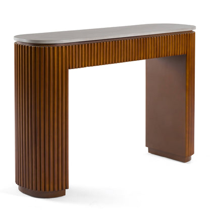 Modrest Duncan Modern Faux Concrete Walnut Console Table