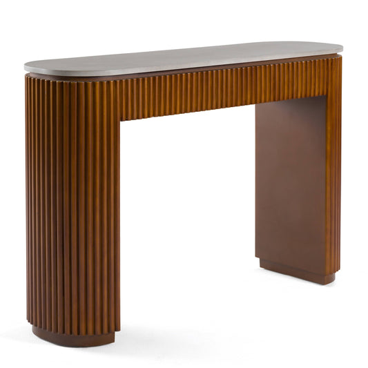 Modrest Duncan Modern Faux Concrete Walnut Console Table