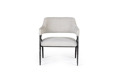 Modrest Ector Modern Off-White Fabric Forged Metal Accent Chair