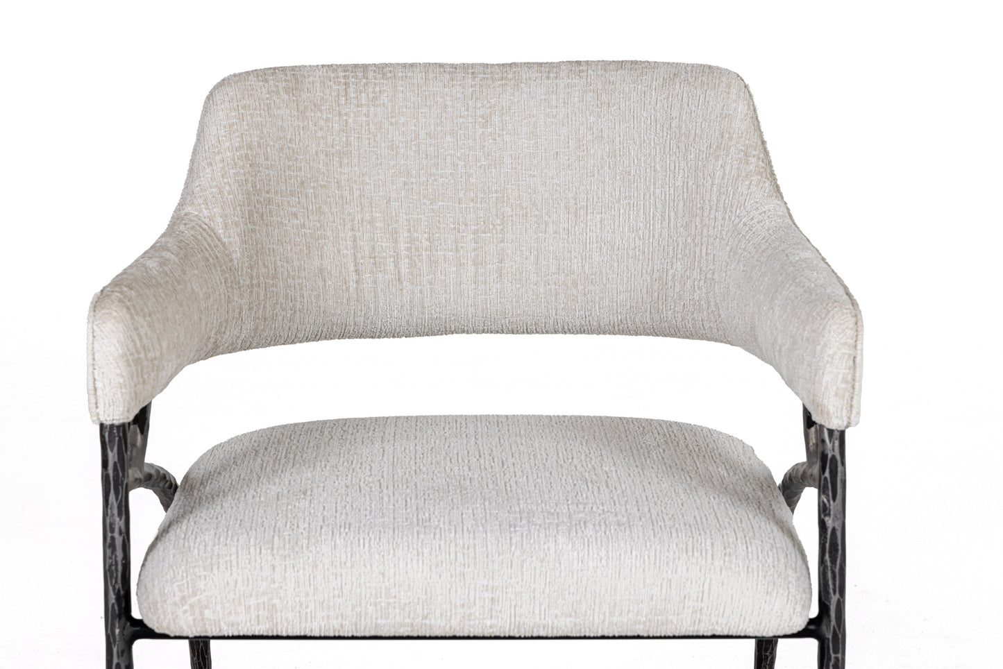 Modrest Ector Modern Off-White Fabric Forged Metal Accent Chair