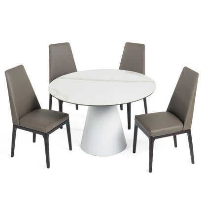 Modrest Edith Modern Round White Ceramic Dining Table