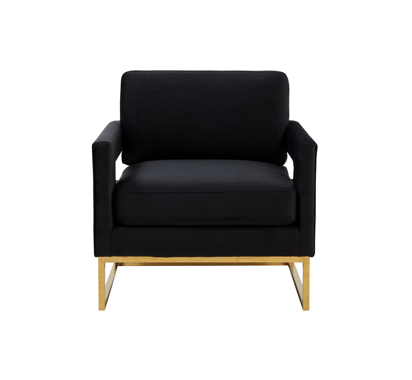 Modrest Edna Modern Black Velvet and Gold Accent Chair