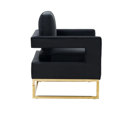 Modrest Edna Modern Black Velvet and Gold Accent Chair
