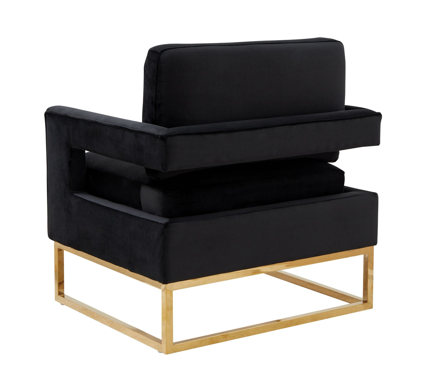 Modrest Edna Modern Black Velvet and Gold Accent Chair