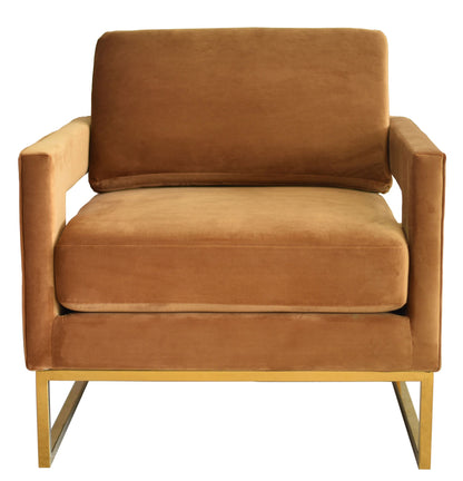 Modrest Edna Camel Velvet Gold Accent Chair