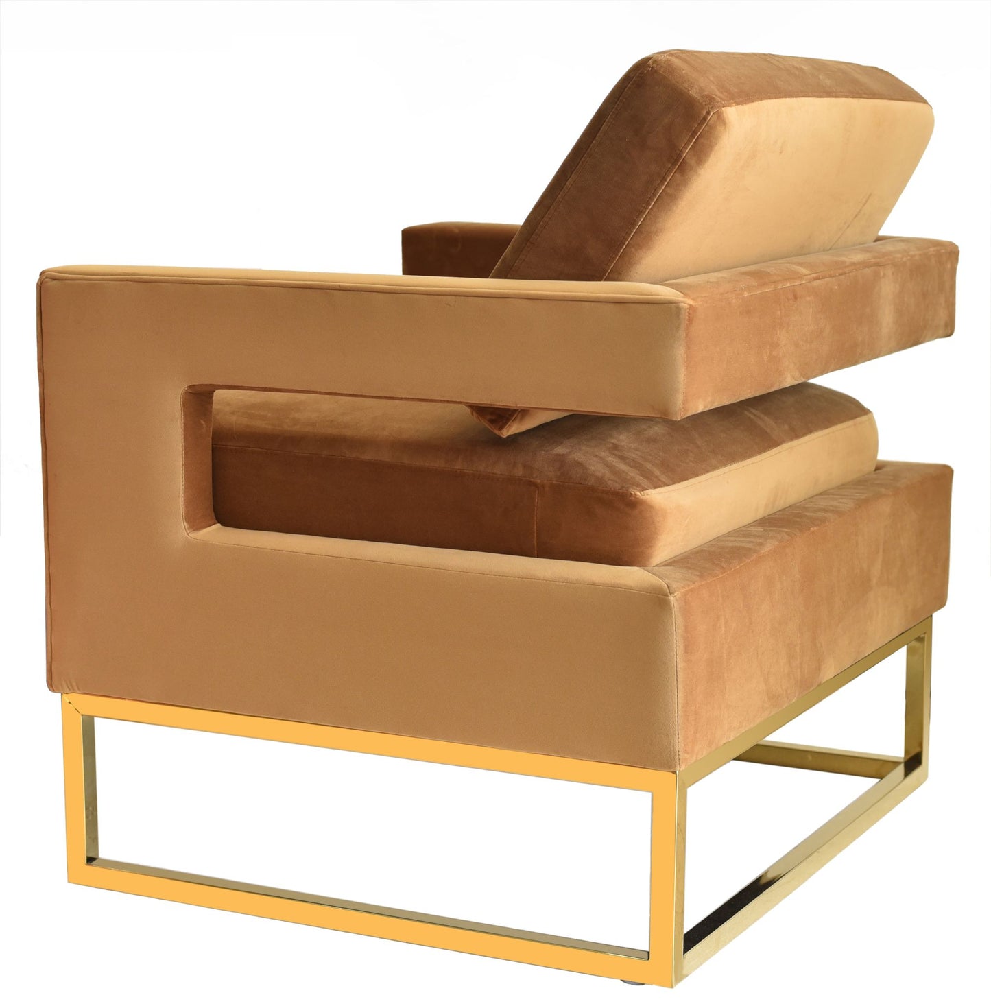 Modrest Edna Camel Velvet Gold Accent Chair
