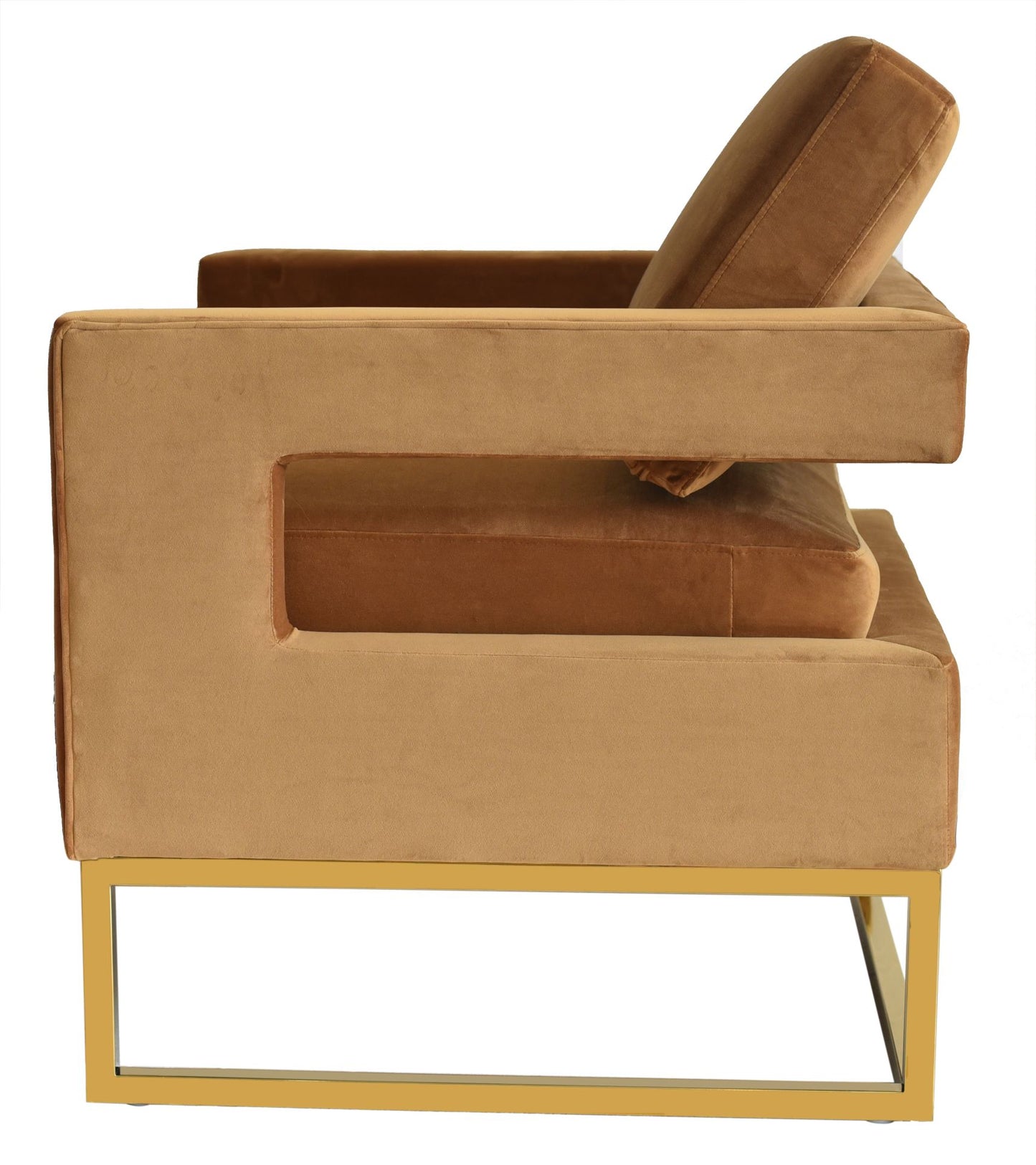 Modrest Edna Camel Velvet Gold Accent Chair