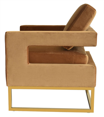 Modrest Edna Camel Velvet Gold Accent Chair