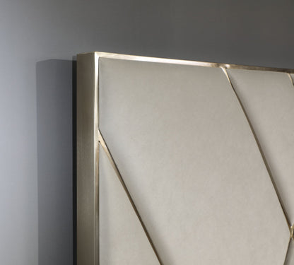 Modrest Eldora Glam Beige Velvet and Brushed Brass Bed