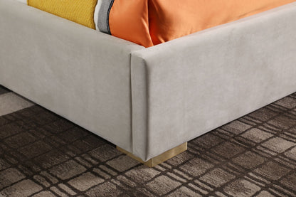 Modrest Eldora Glam Beige Velvet and Brushed Brass Bed