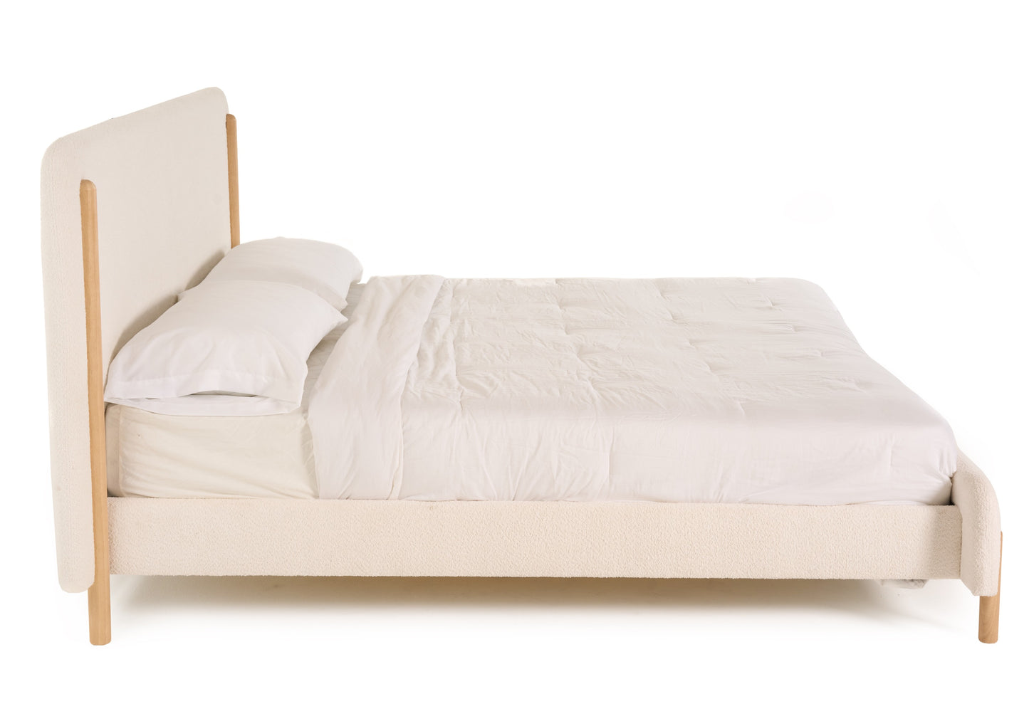 Modrest Electra Modern Ivory Fabric Rubberwood Bed