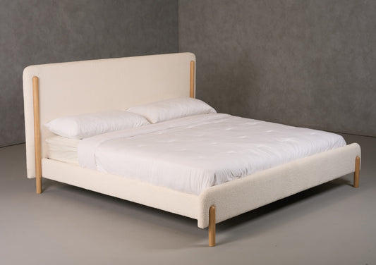 Modrest Electra Modern Ivory Fabric Rubberwood Bed