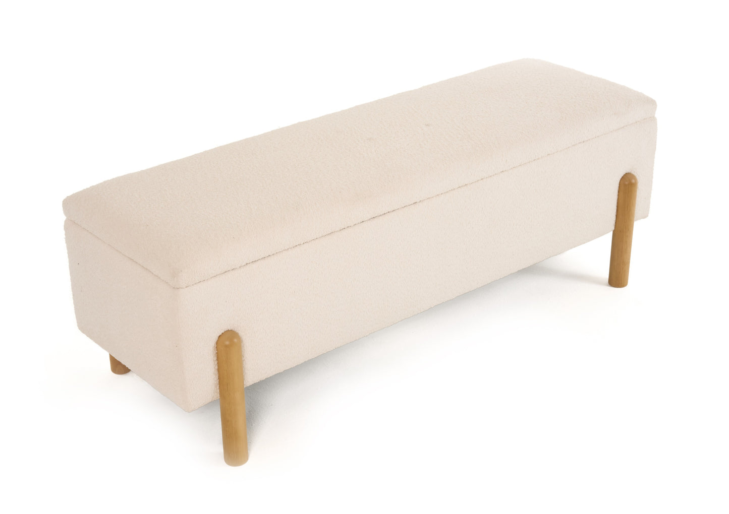 Modrest Electra Modern Ivory Fabric Rubberwood Bench With Storage