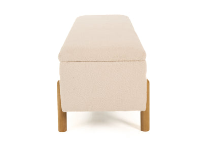 Modrest Electra Modern Ivory Fabric Rubberwood Bench With Storage