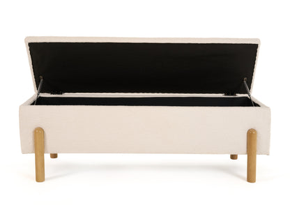 Modrest Electra Modern Ivory Fabric Rubberwood Bench With Storage