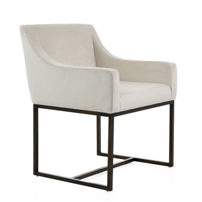 Modrest Elijah Modern Beige and Copper Antique Brass Dining Chair