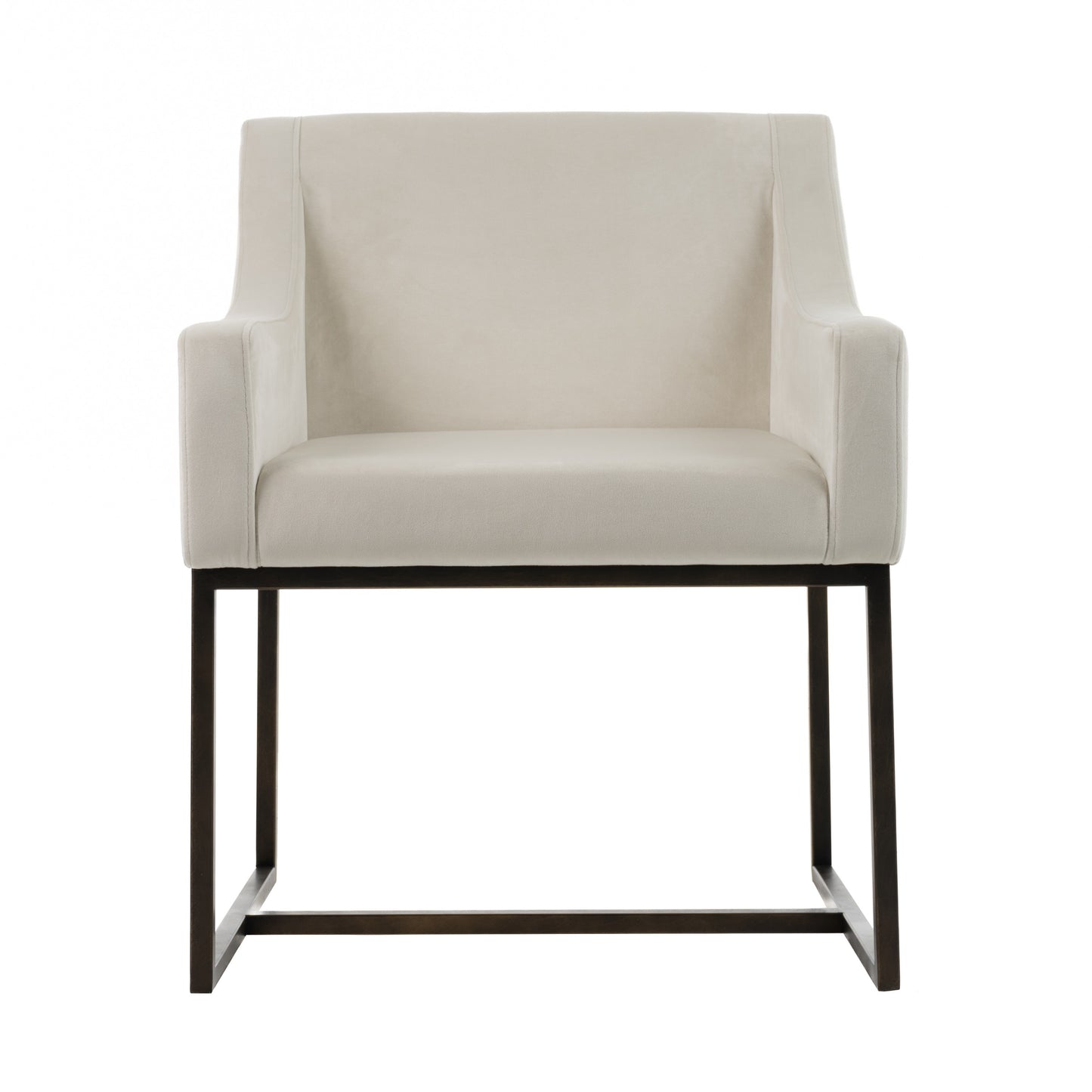 Modrest Elijah Modern Beige and Copper Antique Brass Dining Chair