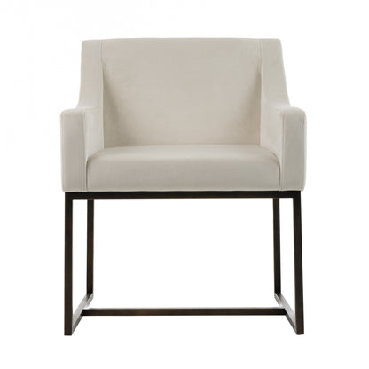 Modrest Elijah Modern Beige and Copper Antique Brass Dining Chair