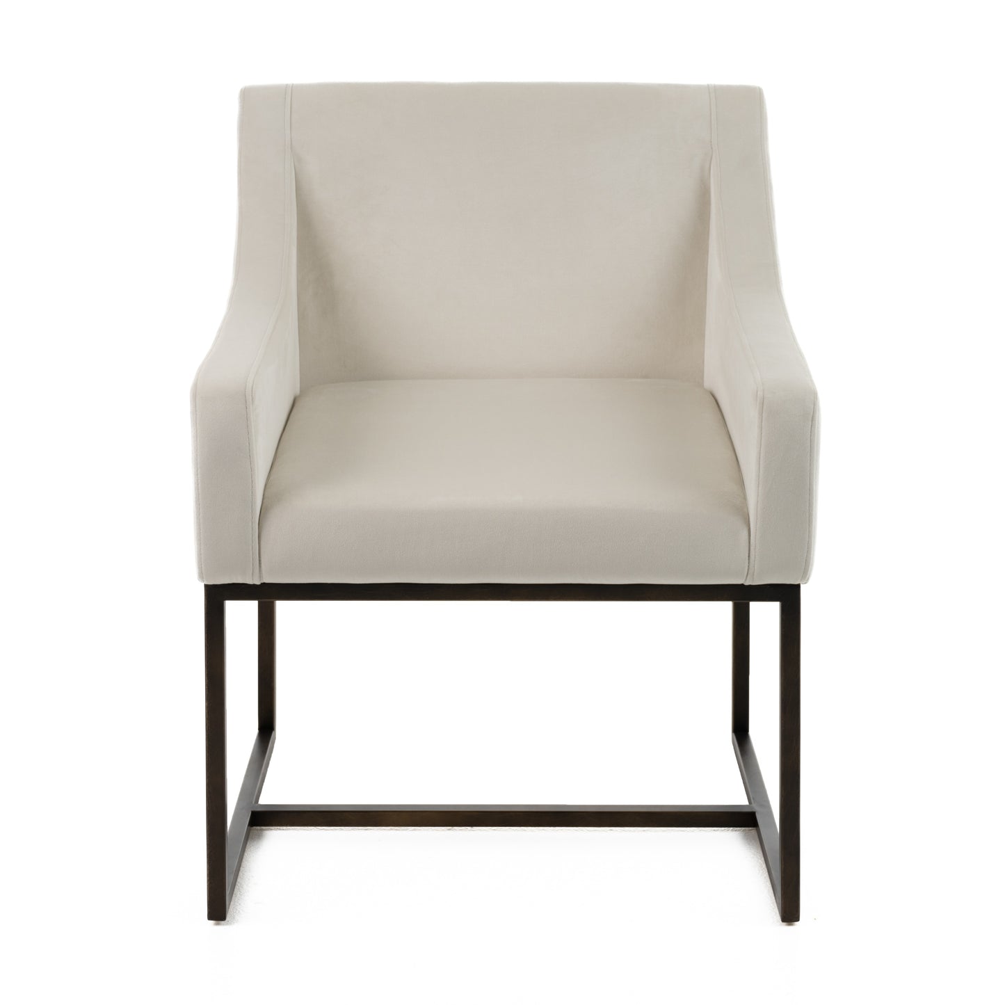 Modrest Elijah Modern Beige and Copper Antique Brass Dining Chair