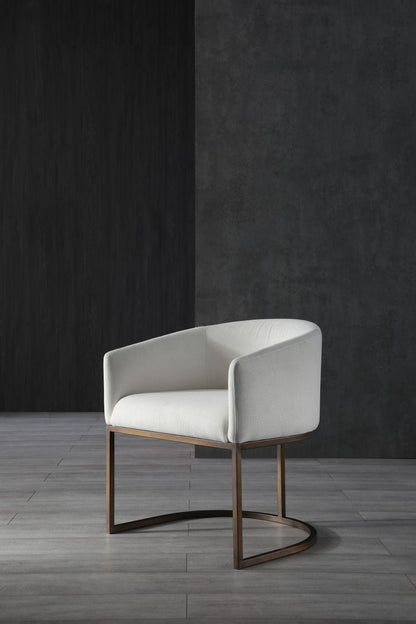 Modrest Elisa Modern Off White and Brass Dining Chair